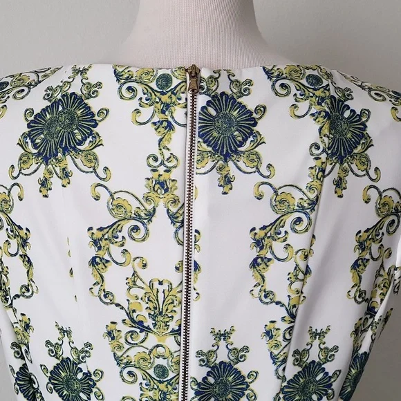 Julian Taylor Yellow & White A-line Midi Dress Size 12 - Picture 7 of 11